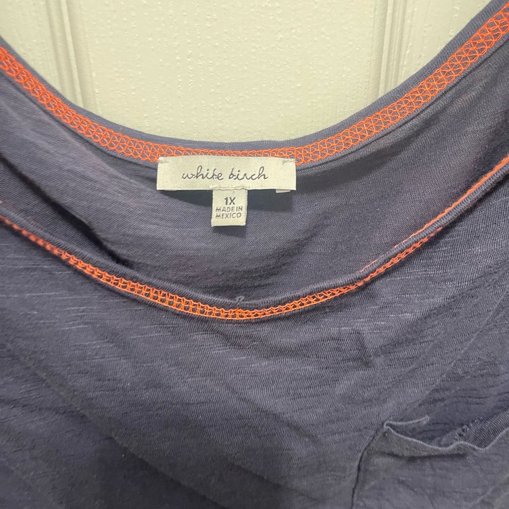 White Birch Boxy Blue shortSleeve Blouse - Picture 9 of 11